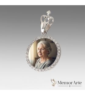 Ciondolo Tondo con Brillanti e Foto | MemorArte.it