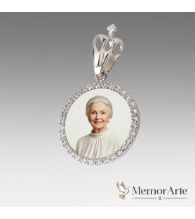Ciondolo Tondo con Brillanti e Foto | MemorArte.it