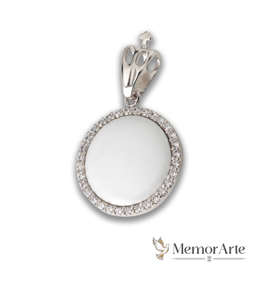 Ciondolo Tondo con Brillanti e Foto | MemorArte.it