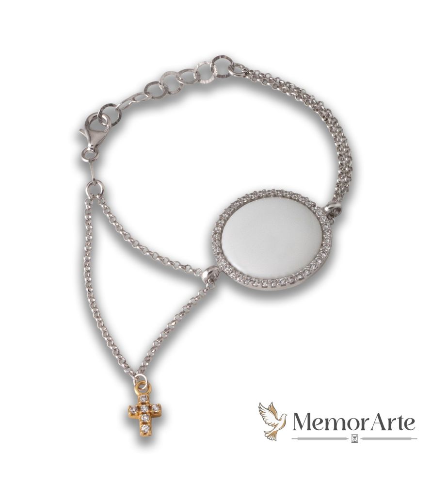 Bracciale con Ciondolo Fotoricordo e Croce | MemorArte.it