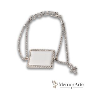 Bracciale con Targhetta Fotografica e Croce | MemorArte.it