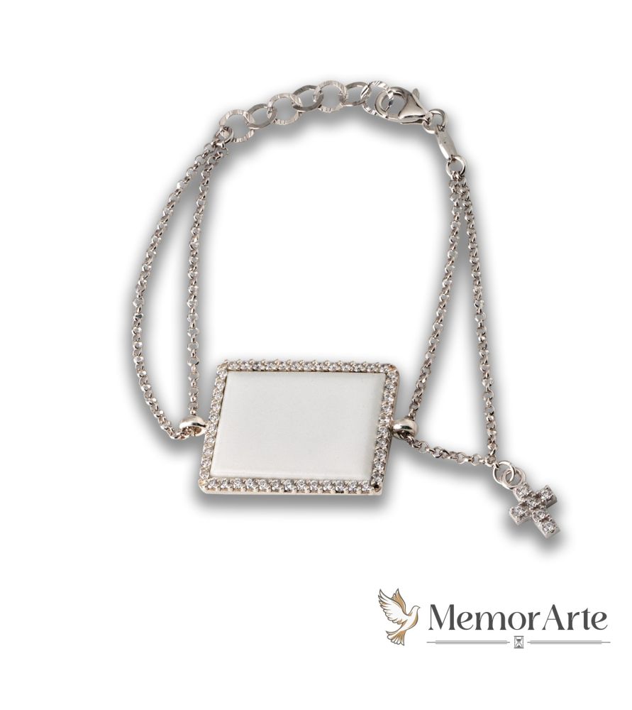 Bracciale con Targhetta Fotografica e Croce | MemorArte.it