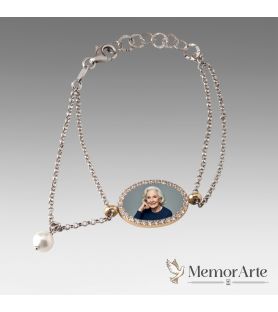 Bracciale Personalizzabile con Ciondolo Ovale e Perla | MemorArte.it