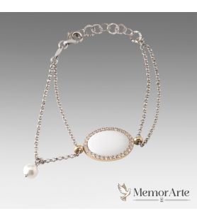 Bracciale Personalizzabile con Ciondolo Ovale e Perla | MemorArte.it