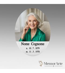 Fotoceramica Ovale Verticale con Foto e Testo | MemorArte.it