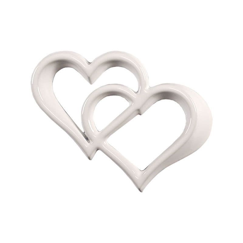 Cuore Decorativo Doppio in Bronzo per Lapide - Bianco