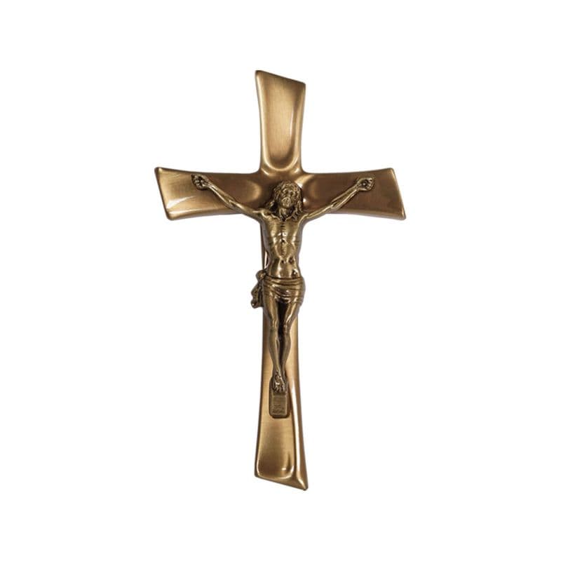 Croce Decorativa in Bronzo per Lapide - Design Classico con Cristo