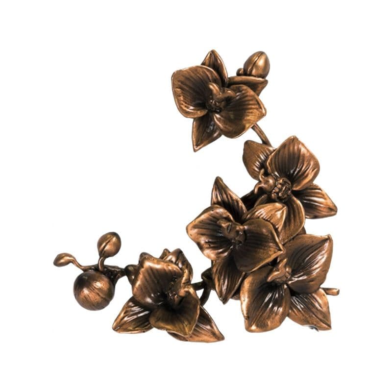 Tralcio di Orchidee Decorativo in Bronzo per Lapide - Bronzo Naturale