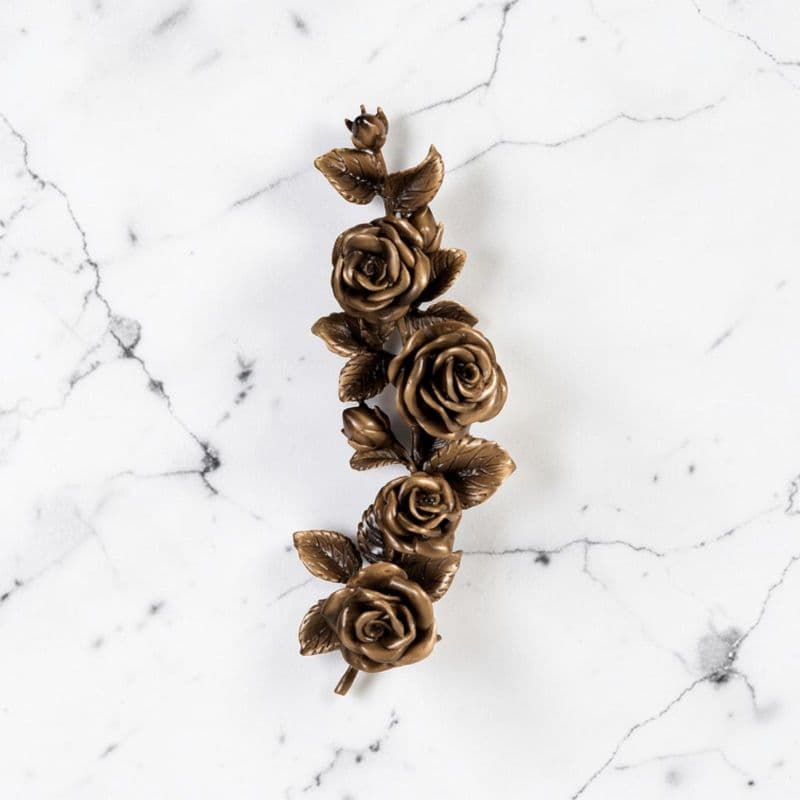 Tralcio di Rose Decorativo in Bronzo per Lapide - Bronzo naturale