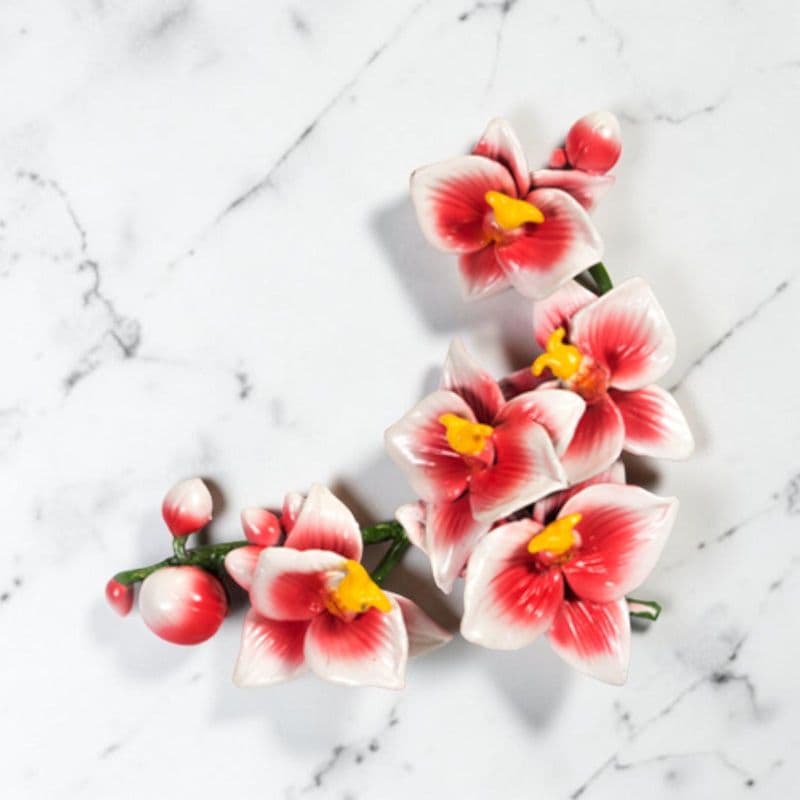 Tralcio di Orchidee Decorativo in Bronzo per Lapide - Verniciate