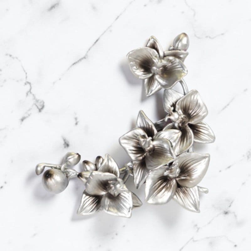 Tralcio di Orchidee Decorativo in Bronzo per Lapide - Argentate