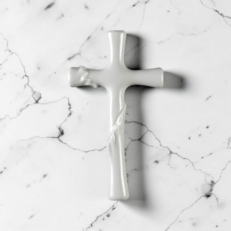 Croce Decorativa in Ceramica per Lapide - Linea Calla