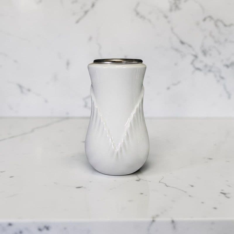Vaso Portafiori in Porcellana Forma a Fiore per Lapide - Calla