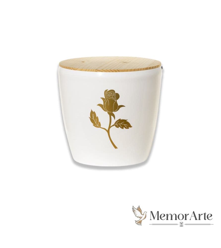 Urna Cineraria a Vaso con rosa dorata "Circe"