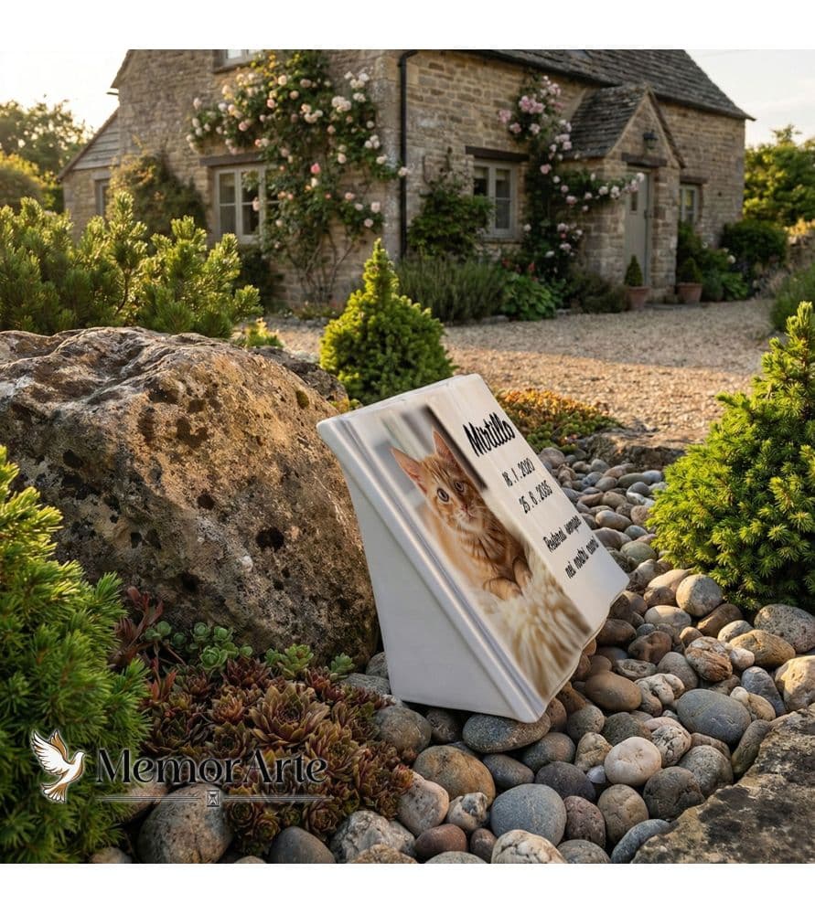 FotoLapide per Animali a Libro in Porcellana “Classic” con Piedistallo