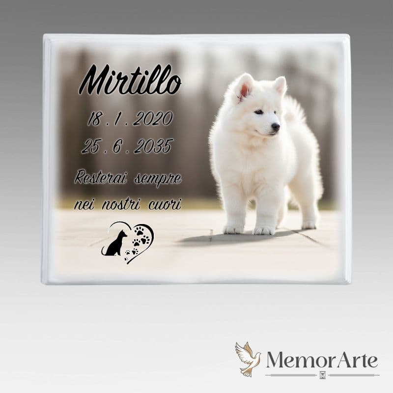 FotoLapide per Animali a Libro in Porcellana “Classic” con Piedistallo