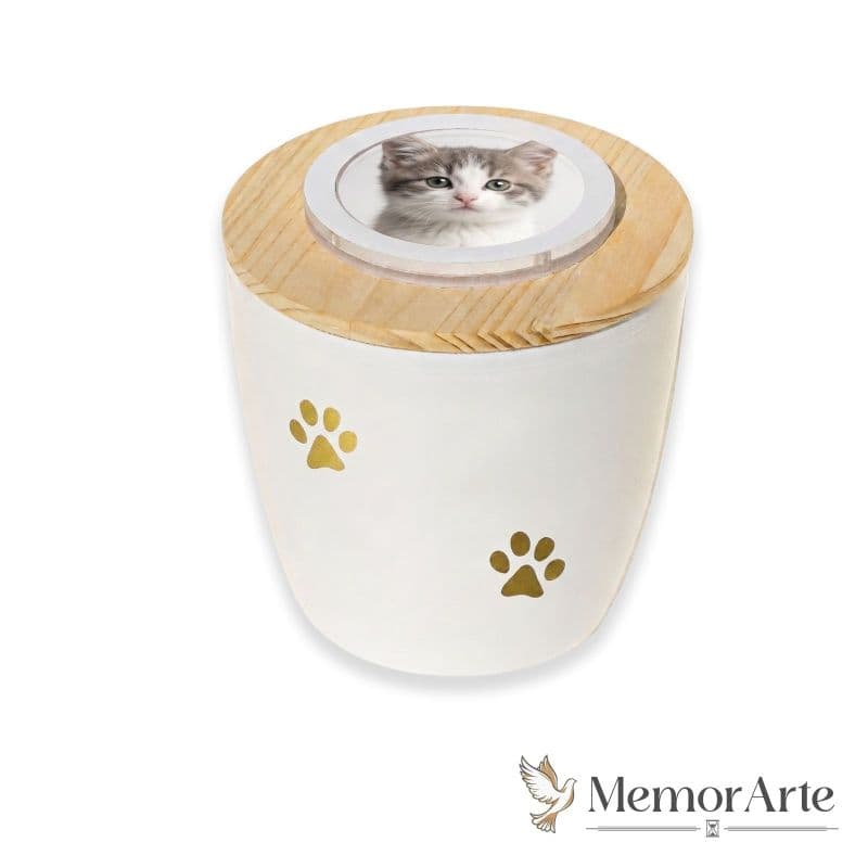 Urna a Vaso per Animali con PortaFoto in Plastica e Legno "Pet PL Photo"